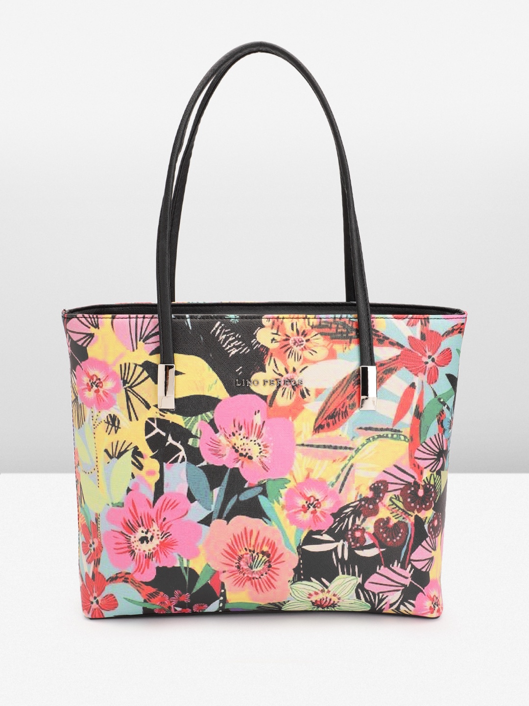 

Lino Perros Floral Printed Structured Shoulder Bag, Black