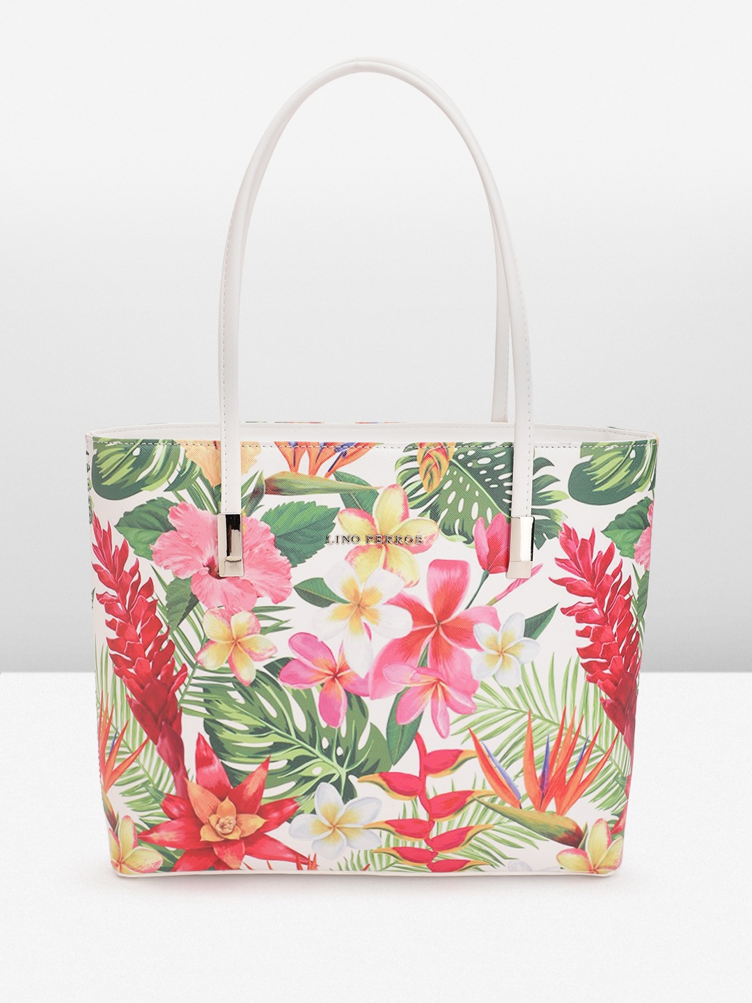 

Lino Perros Floral Printed Structured Shoulder Bag, White