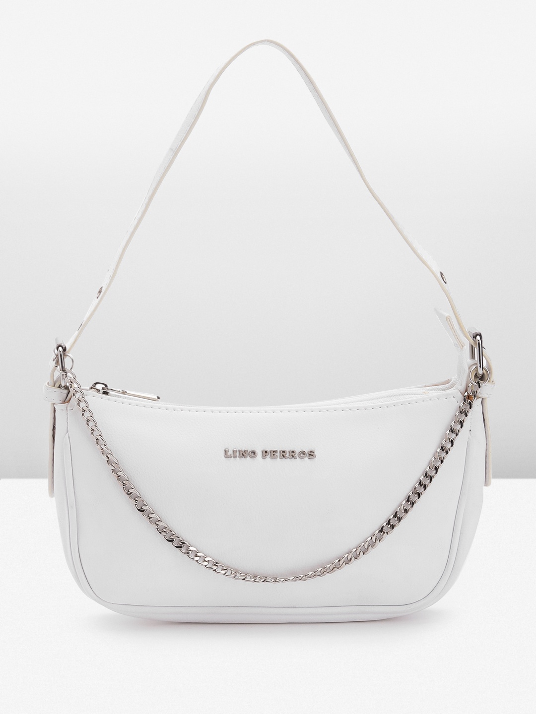 

Lino Perros Textured Structured Shoulder Bag With Chain Detail, White