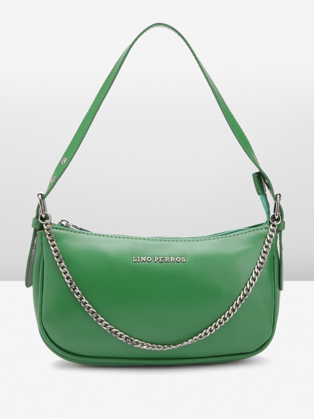 

Lino Perros Textured Structured Shoulder Bag With Chain Detail, Green