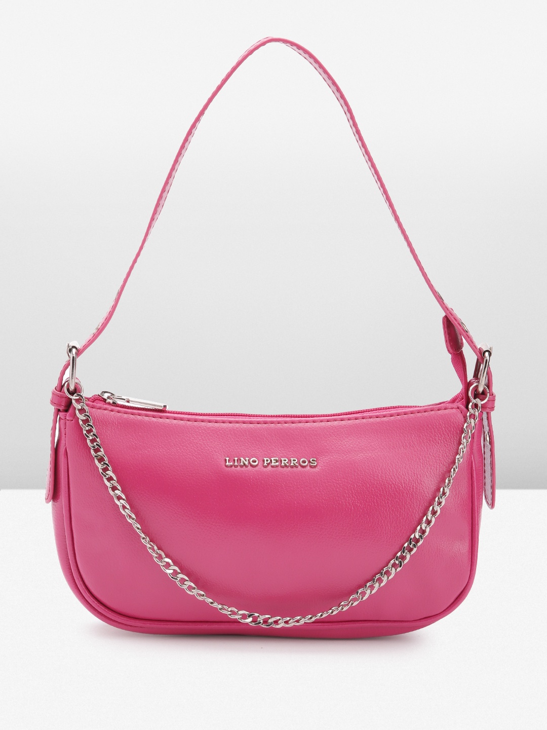 

Lino Perros Textured Structured Shoulder Bag With Chain Detail, Fuchsia