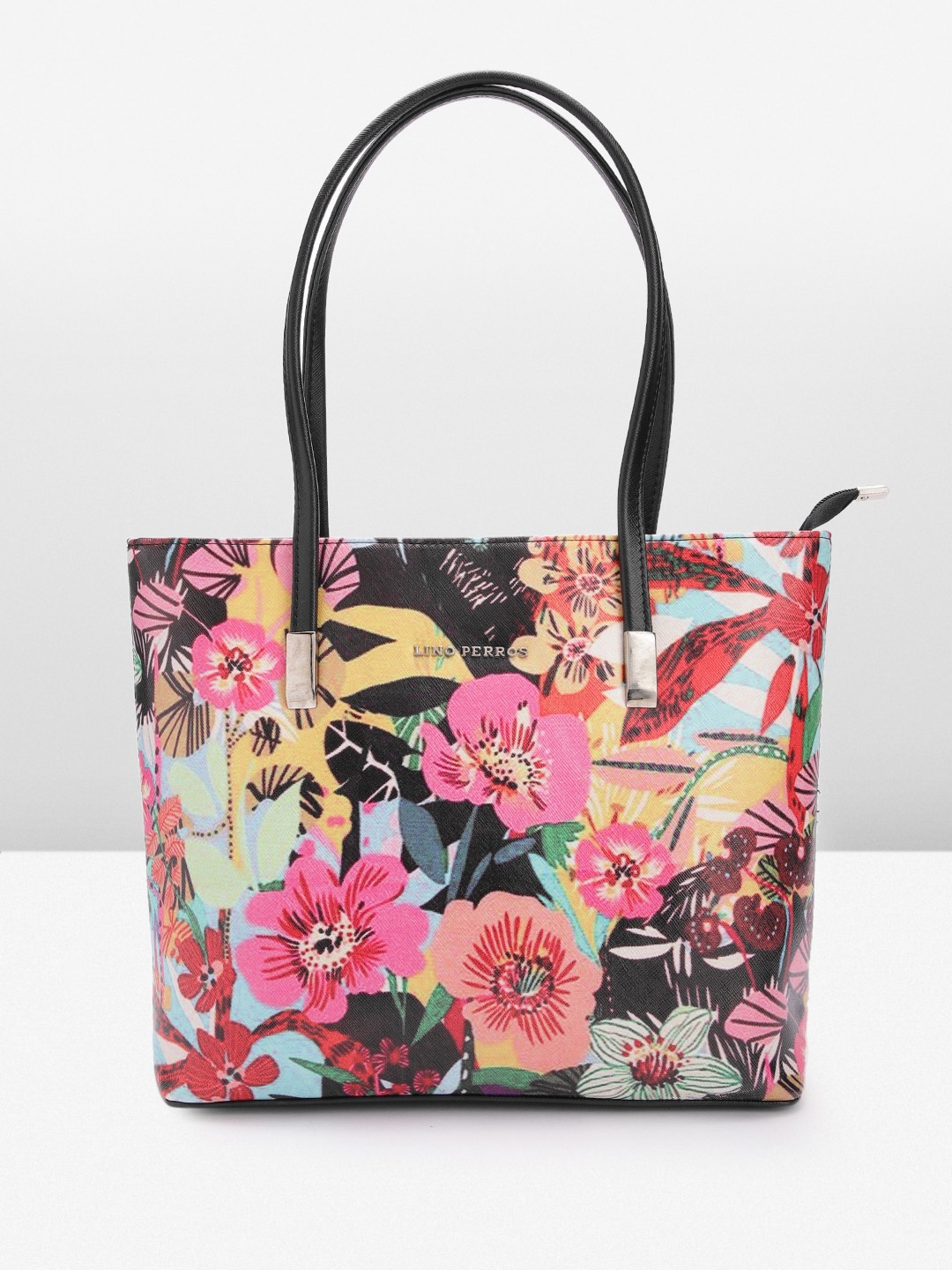 

Lino Perros Floral Printed Structured Shoulder Bag, Black