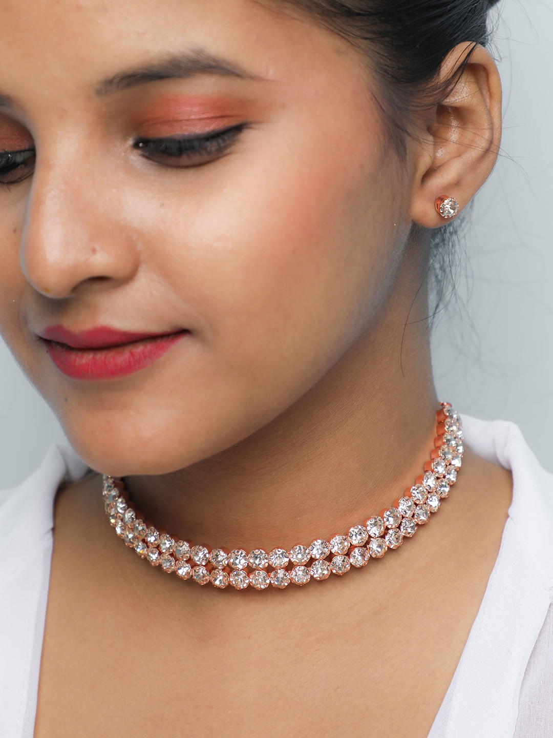 

VOJ Gold Plated Stones Studded Jewellery Set