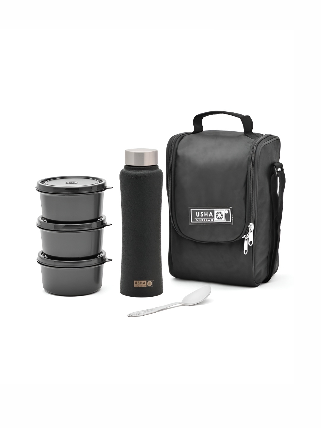 

USHA SHRIRAM Black Stainless Steel Dishwasher Safe Lunch Box
