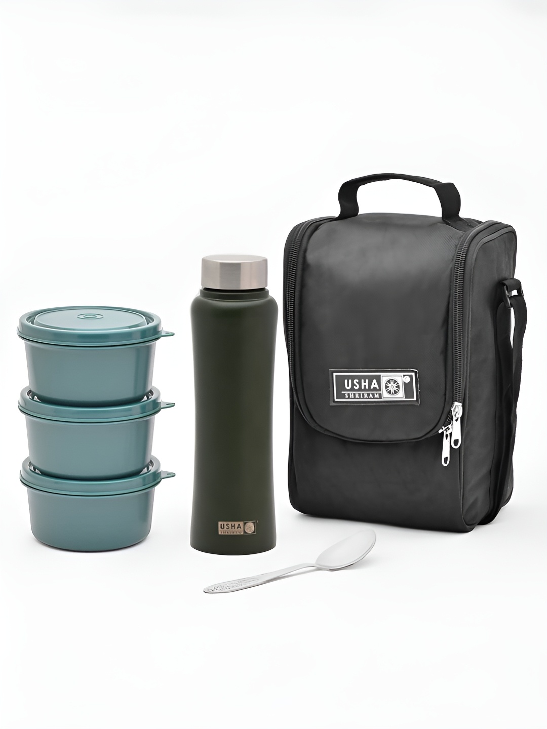 

USHA SHRIRAM Green Stainless Steel Dishwasher Safe Lunch Box