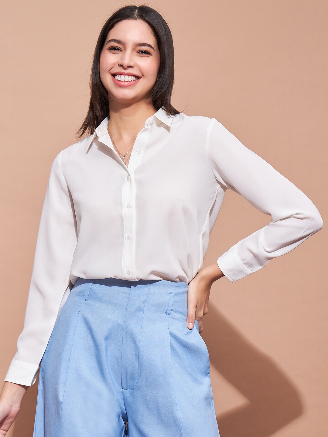 

DressBerry White Standard Cotton Formal Shirt