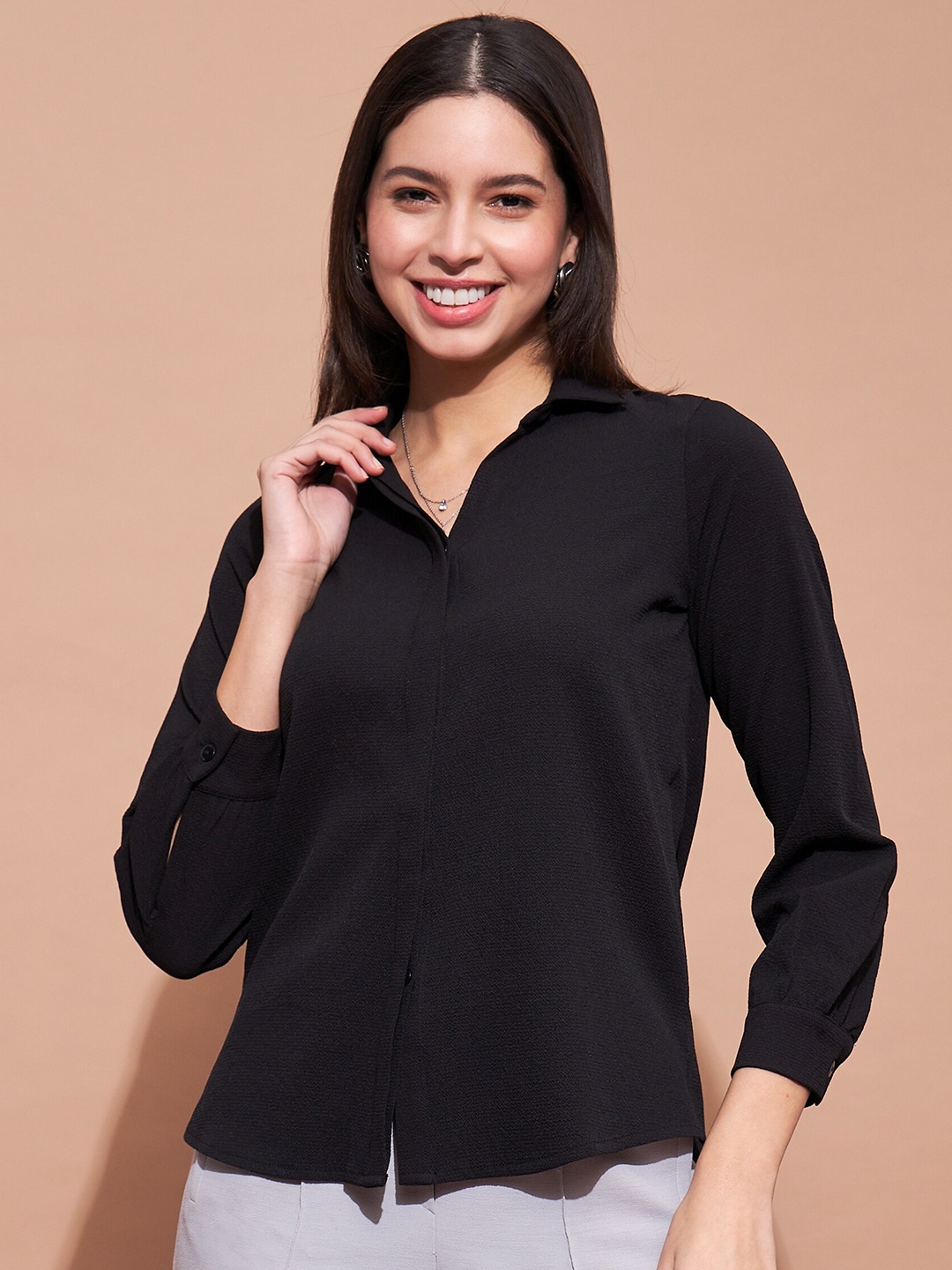 

DressBerry Black Standard Cotton Formal Shirt