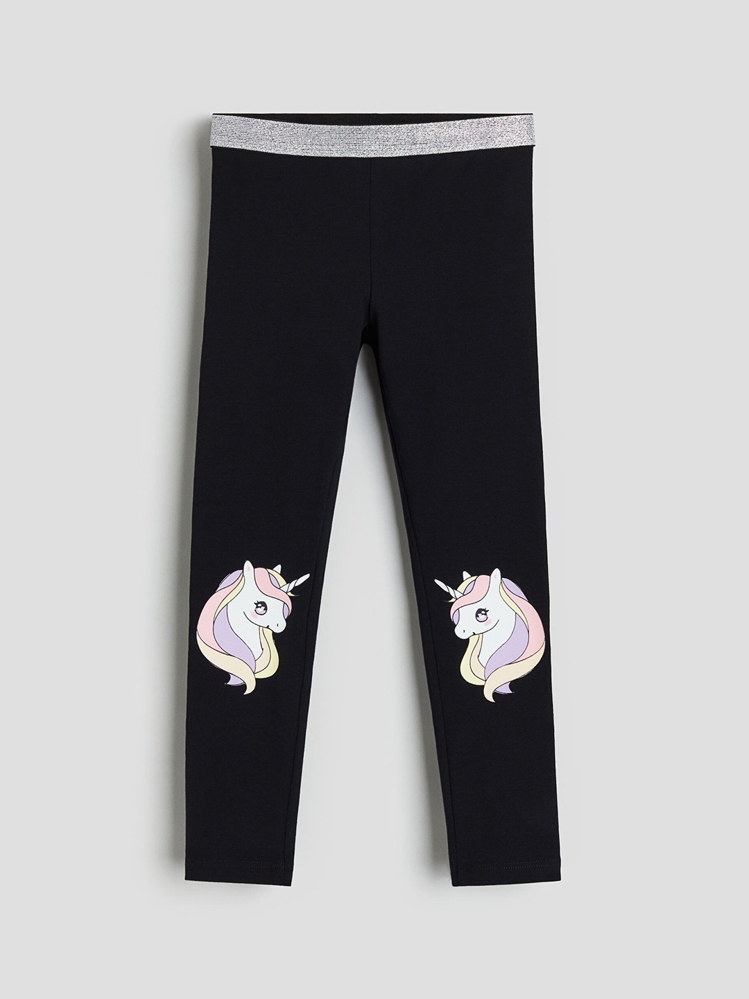 

H&M Girls Printed Ankle-Length Leggings, Black