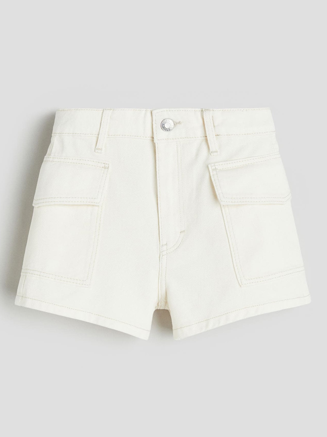 

H&M Girls Pure Cotton Cargo Shorts, White