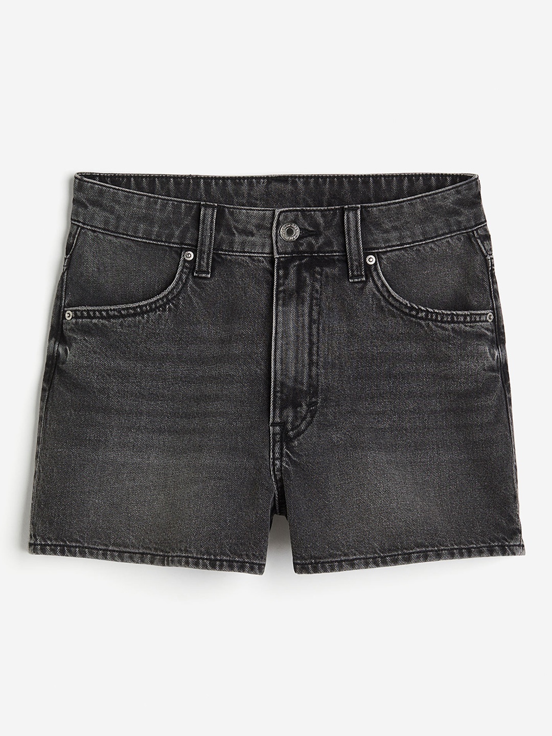 

H&M Women Pure Cotton High-Rise Denim Shorts, Black
