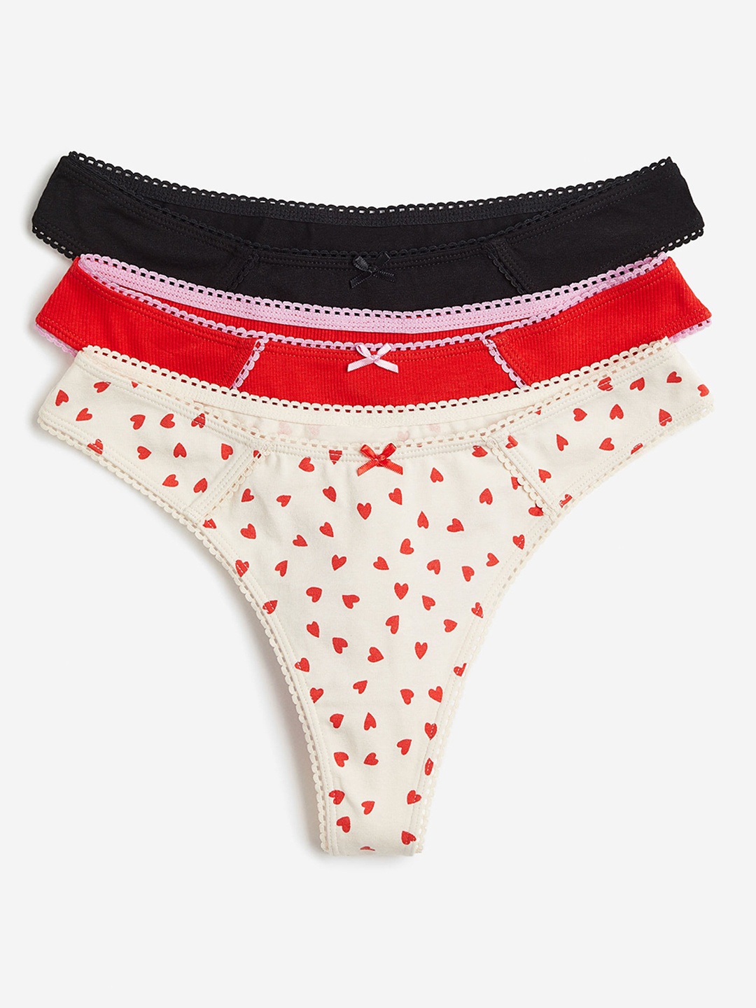 

H&M Women 3-Pack Thong Briefs, Beige