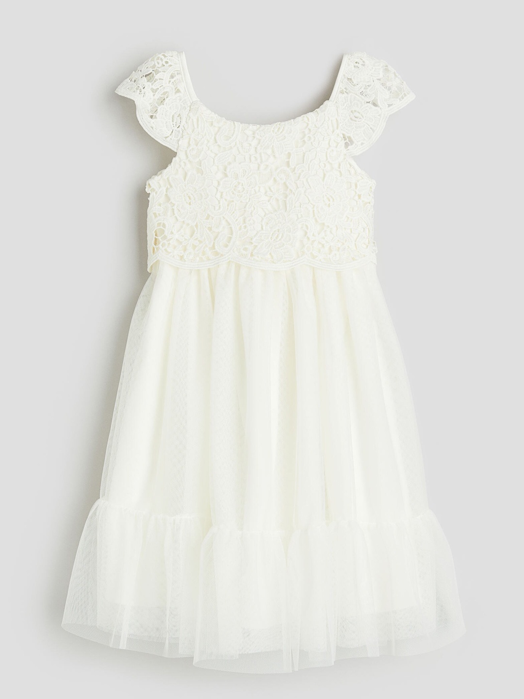 

H&M Girls Lace and Tulle Dress, White