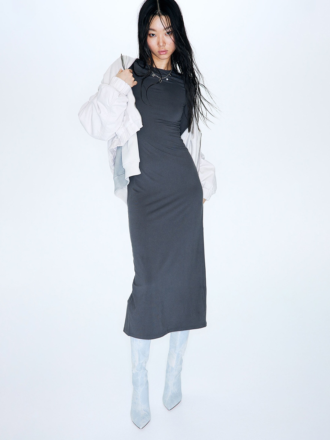 

H&M Jersey Bodycon Maxi Dress, Grey