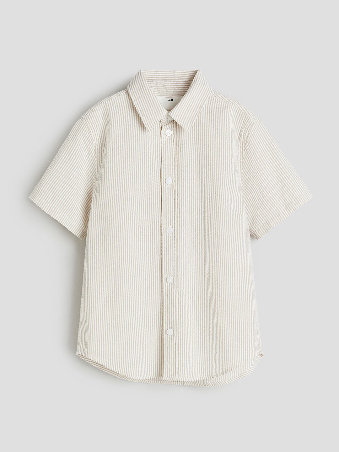 

H&M Boys Cotton Short-Sleeved Shirt, Beige