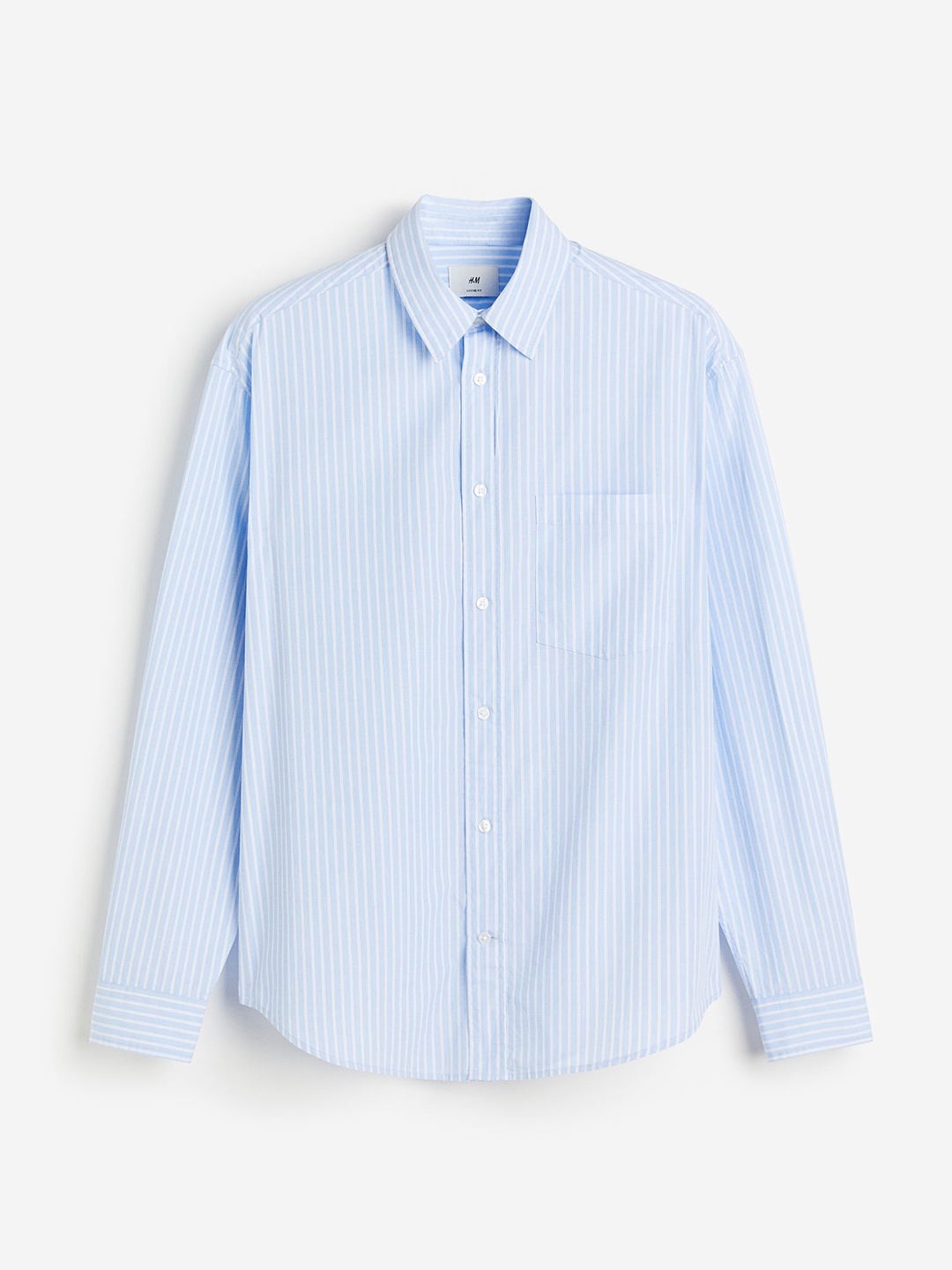 

H&M Men Loose Fit Poplin Shirt, Blue
