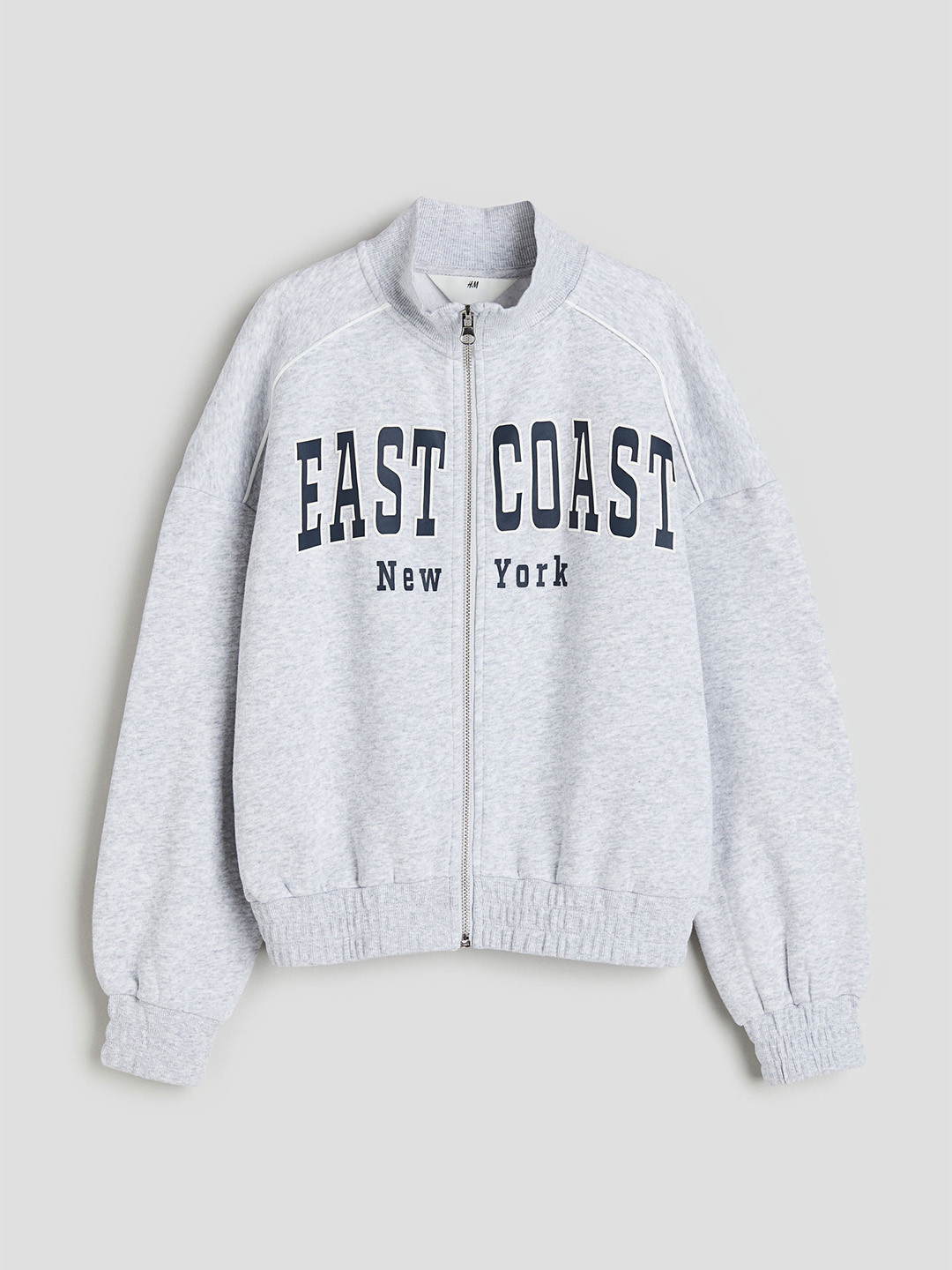 

H&M Print-Motif Sweatshirt Track Jacket, Grey
