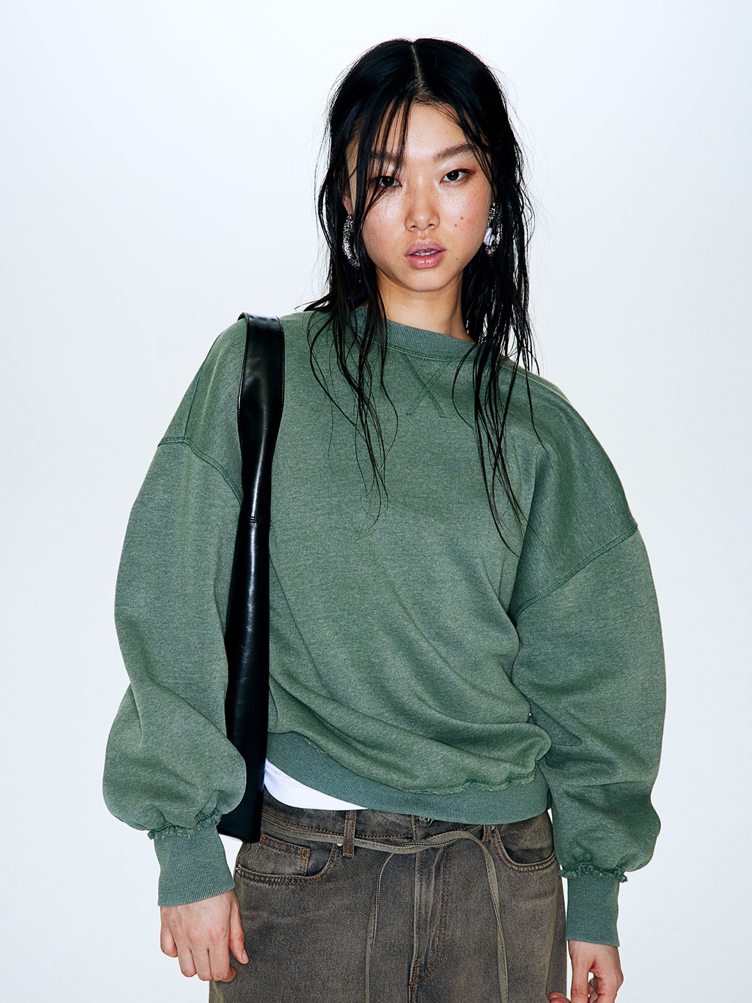 

H&M Women Oversized Sweatshirt, Green