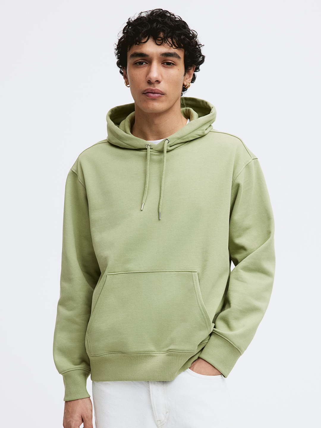 

H&M Regular Fit Pure Cotton Hoodie, Green