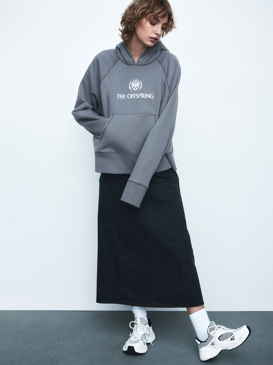 

H&M Oversized Motif-Detail Hoodie, Grey