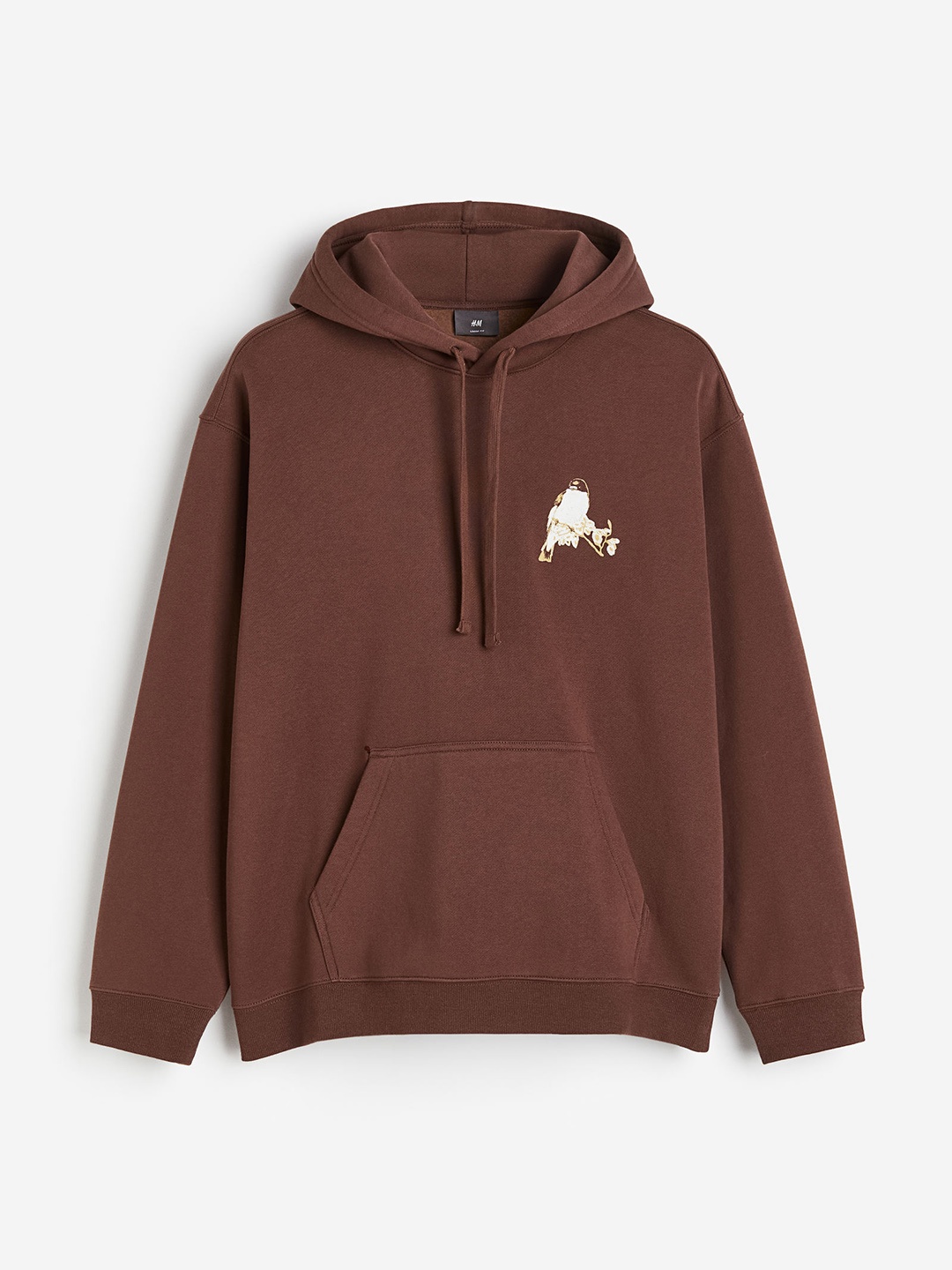 

H&M Men Loose Fit Printed Hoodie, Brown