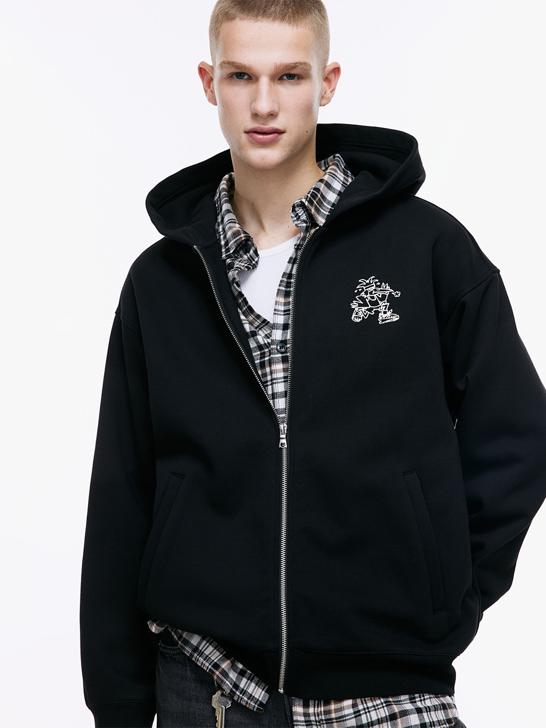 

H&M Relaxed Fit Zip-Through Hoodie, Black