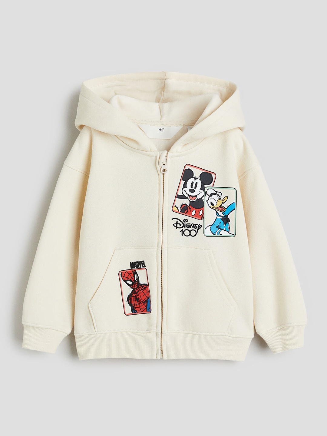 

H&M Boys Disney & Marvel Printed Zip-Through Hoodie, Beige