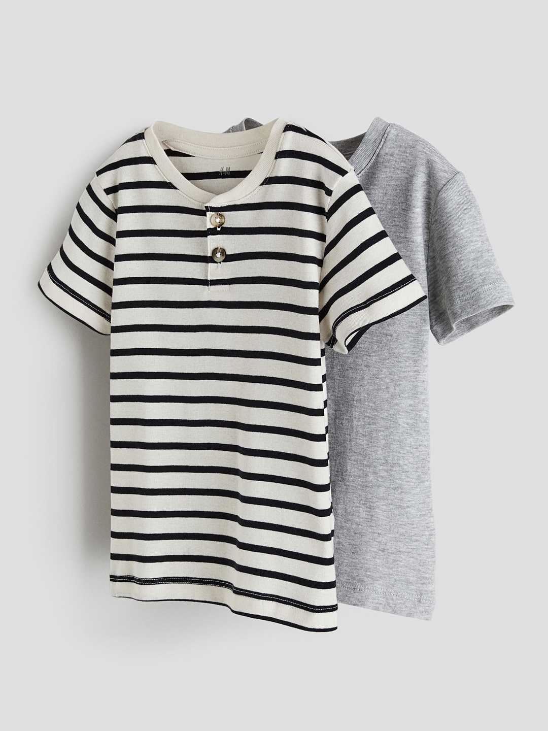 

H&M 2-Pack Henley Pure Cotton T-shirts, White