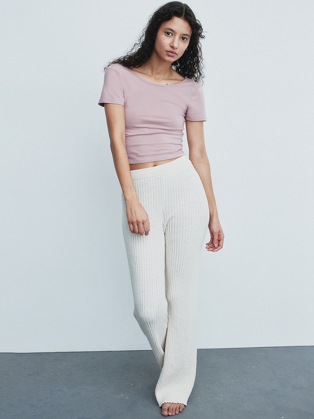 

H&M Women Low-Back T-shirt, Pink