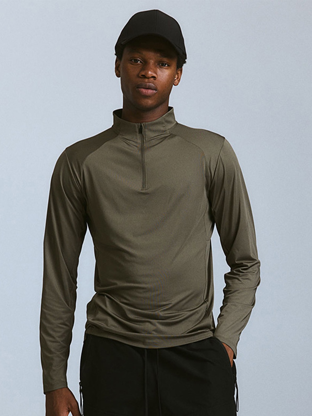 

H&M DryMove Zip-Top Sports Top, Green