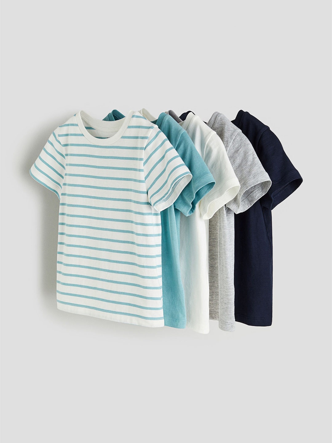 

H&M Girls 5-Pack Cotton T-shirts, Blue