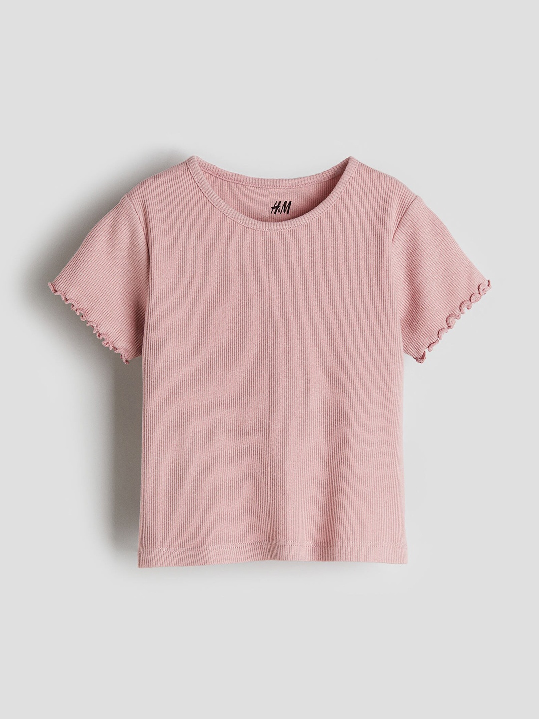 

H&M Girls Ribbed Jersey Top, Pink