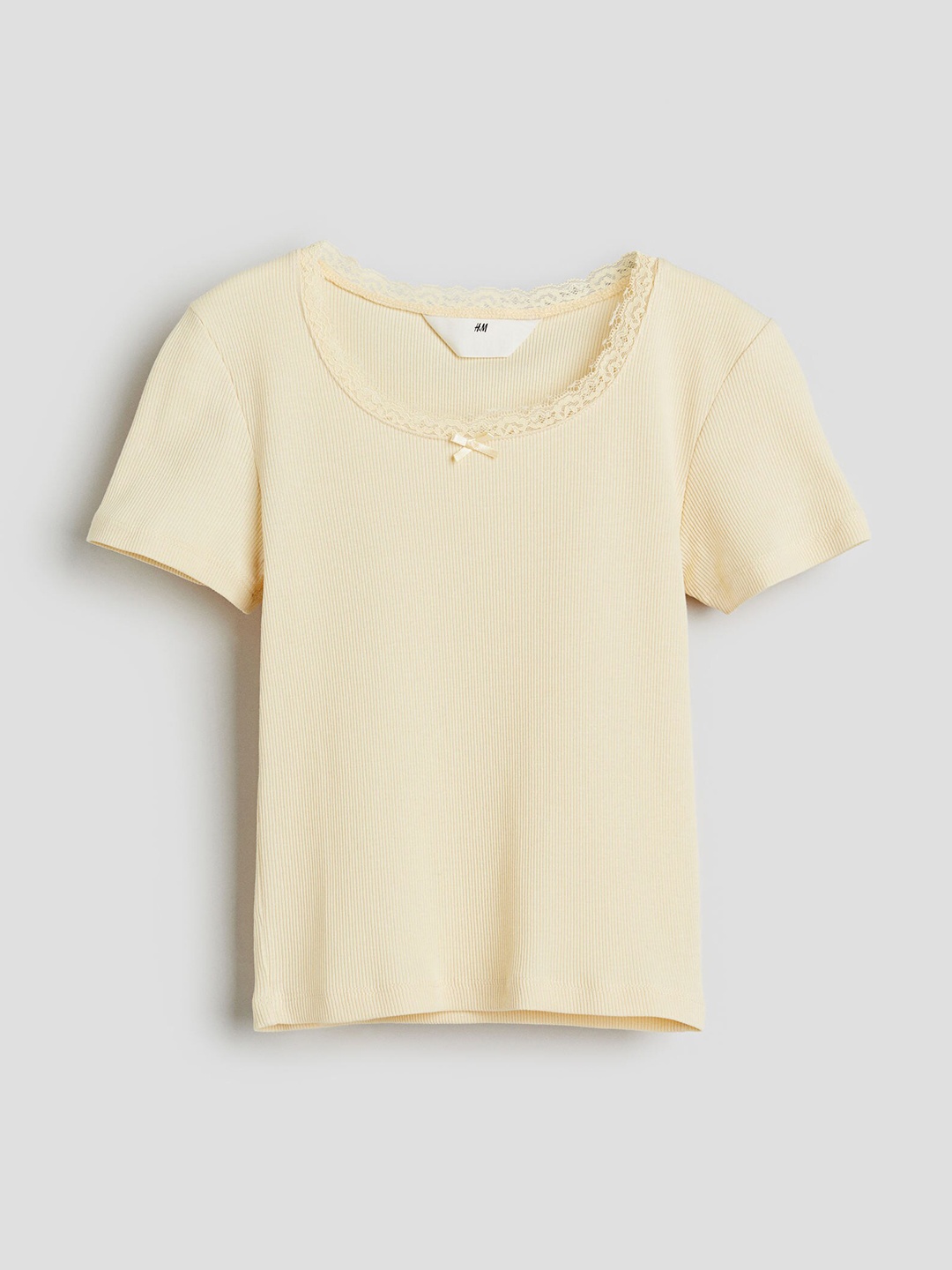 

H&M Girls Ribbed Jersey Top, Yellow