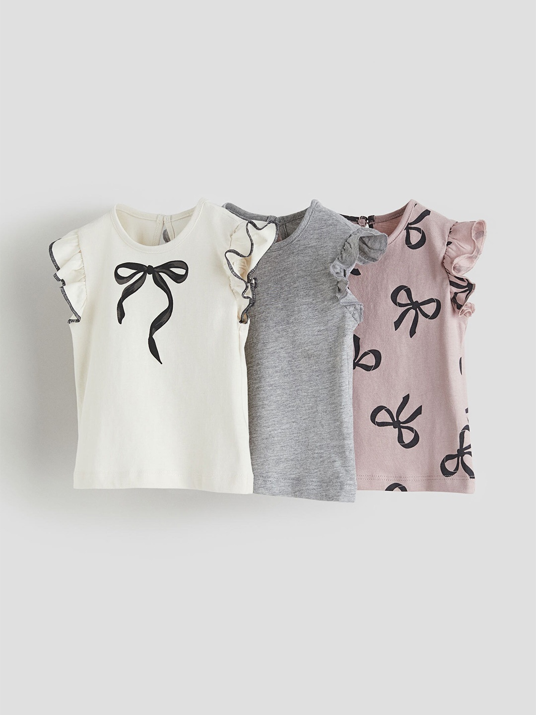

H&M Girls 3-Pack Cotton Tops, Pink