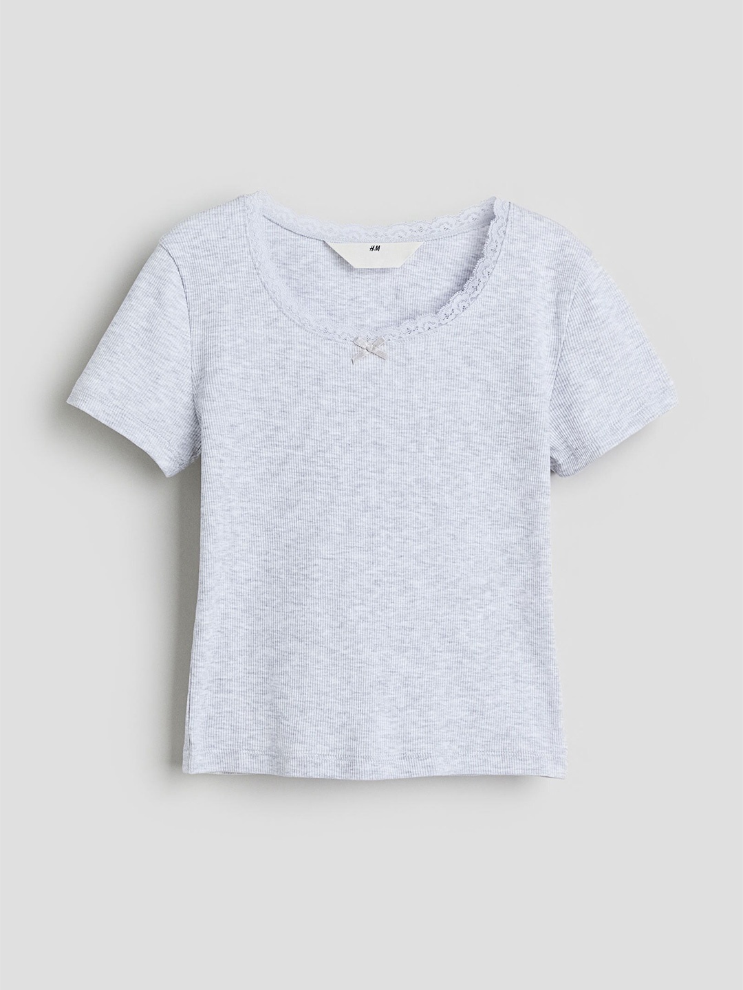 

H&M Girls Ribbed Jersey top, Grey