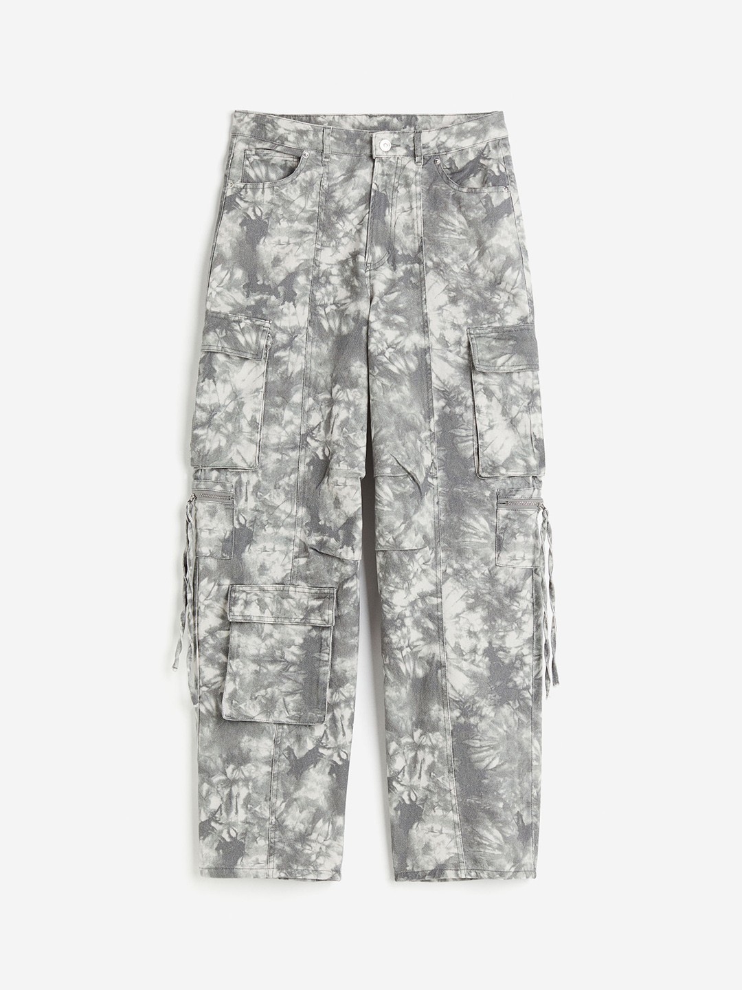 

H&M Women Cotton Twill Cargo Trousers, Grey