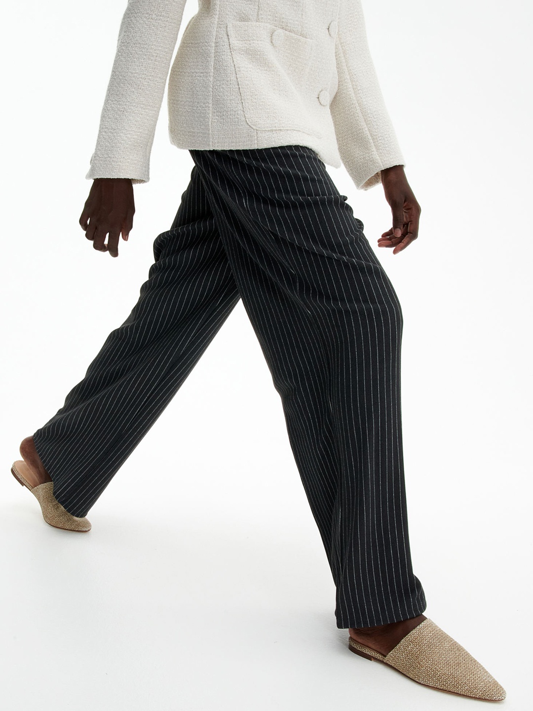

H&M Women Jersey Crepe Trousers, Grey