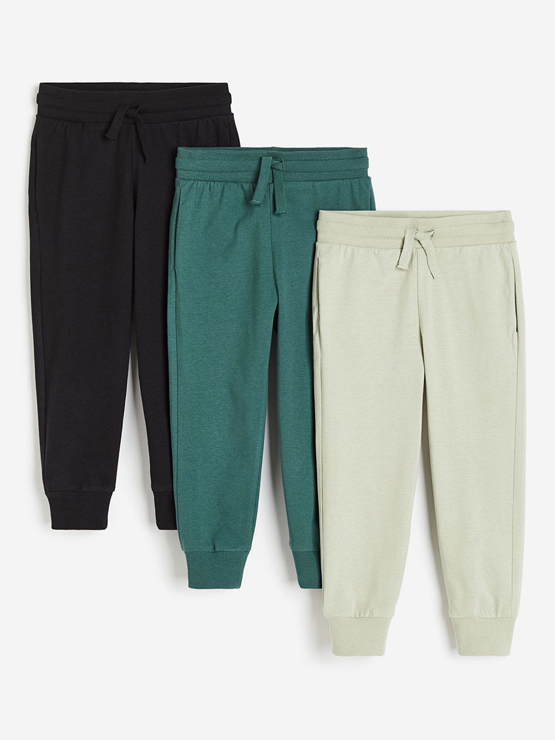 

H&M Boys 3-Pack Pure Cotton Joggers, Green