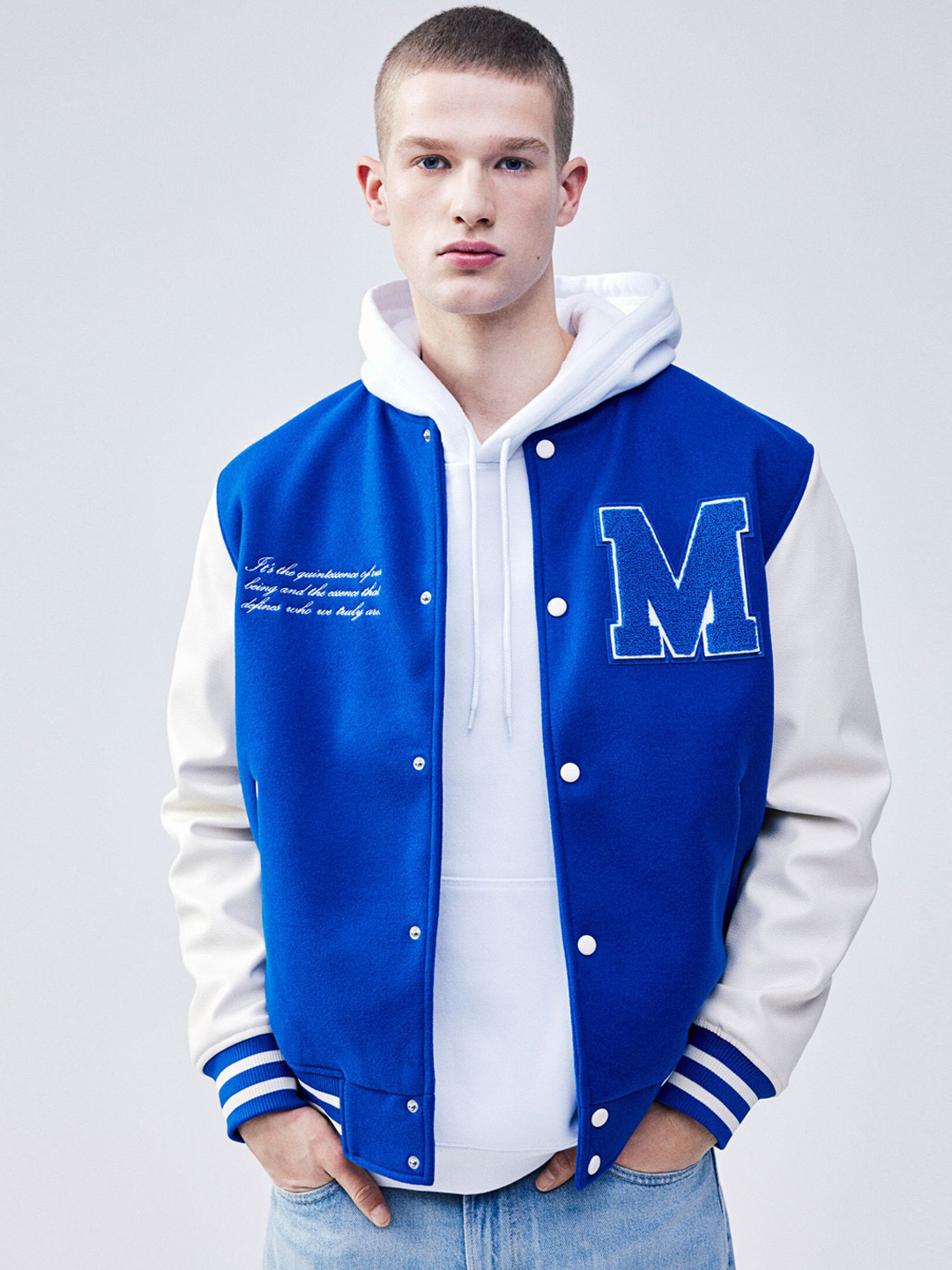 

H&M Regular Fit Baseball Jacket, Blue