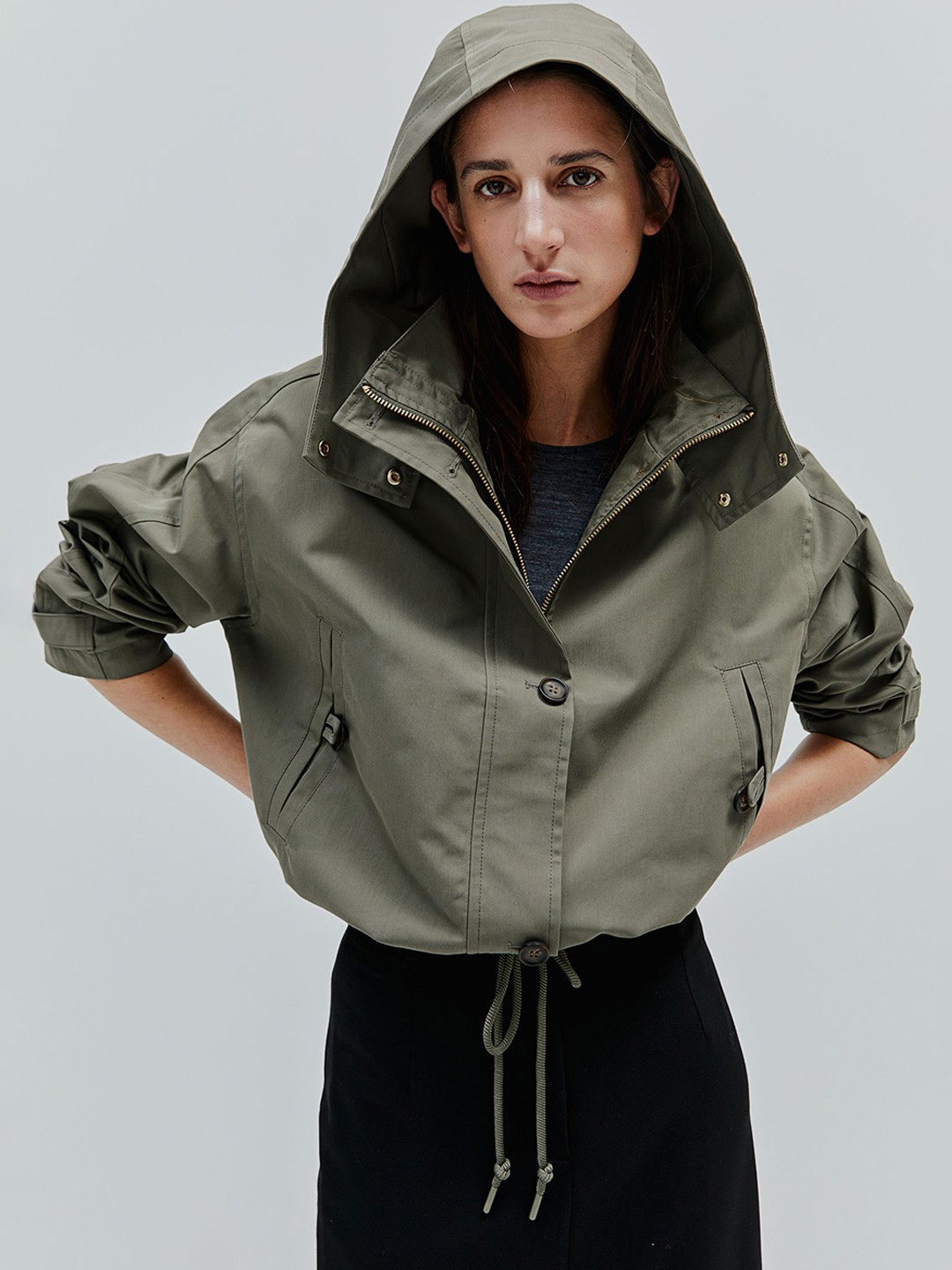 

H&M Water-Repellent Hooded Jacket, Olive