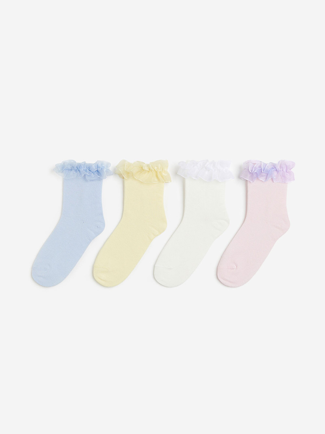 

H&M Girls 4-Pack Ankle Length Socks, Yellow