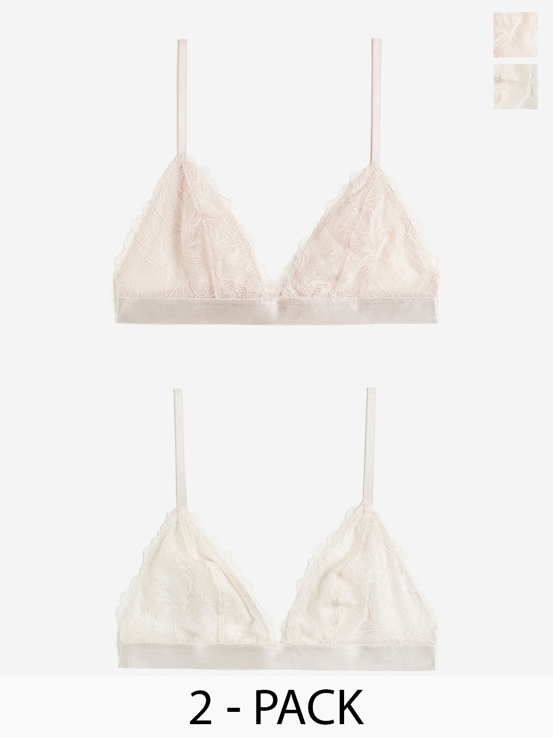 

H&M Women 2-Pack Non-Padded Lace Soft Bras, Pink