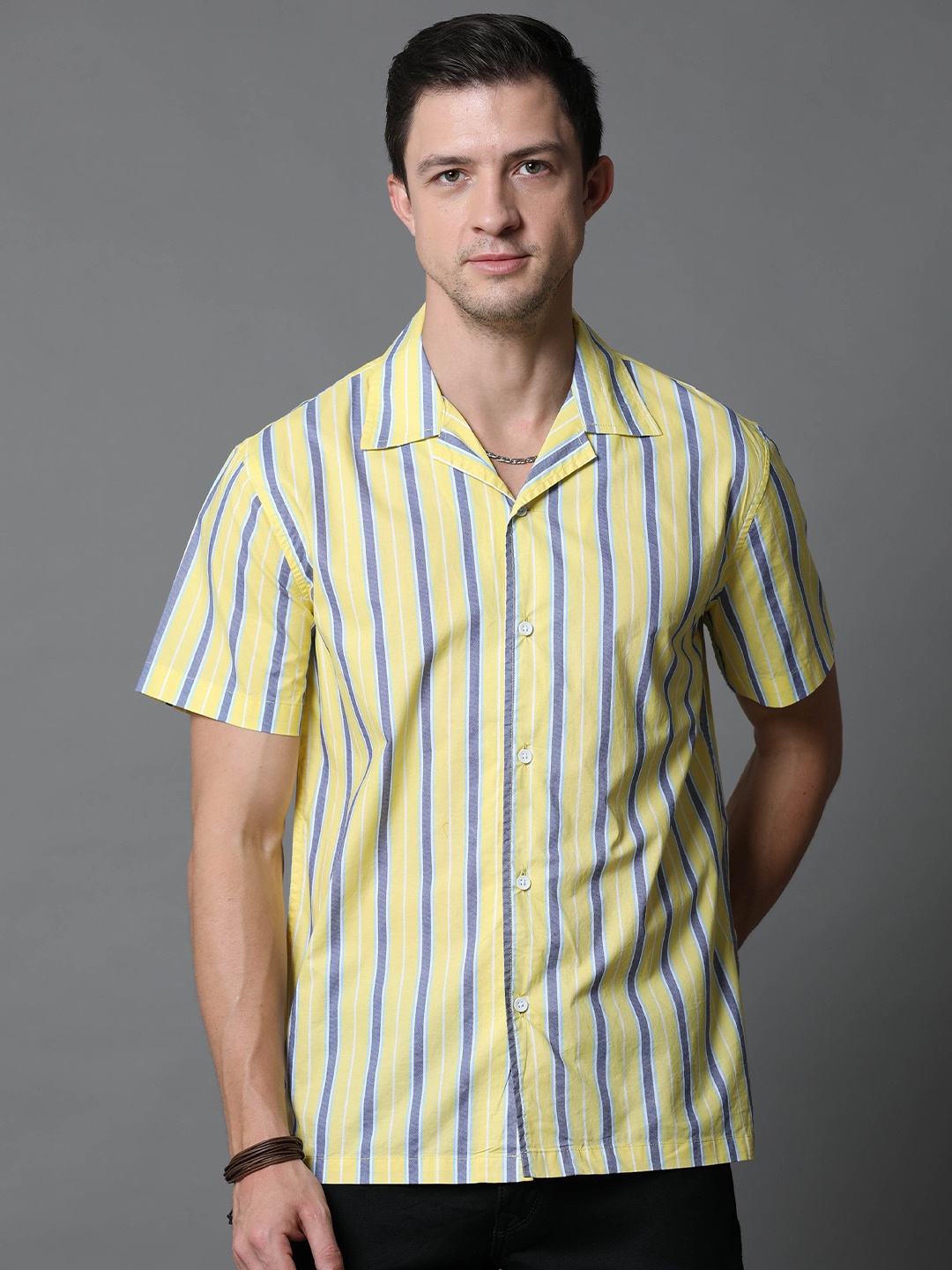 

Skewdeck Comfort Striped Cotton Casual Shirt, Yellow