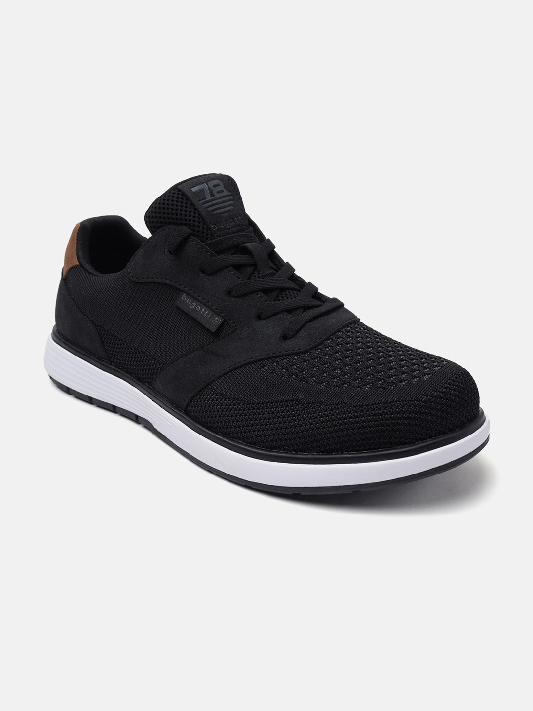 

Bugatti Baldini Men Textured Mid Top Lace Up Sneakers, Black
