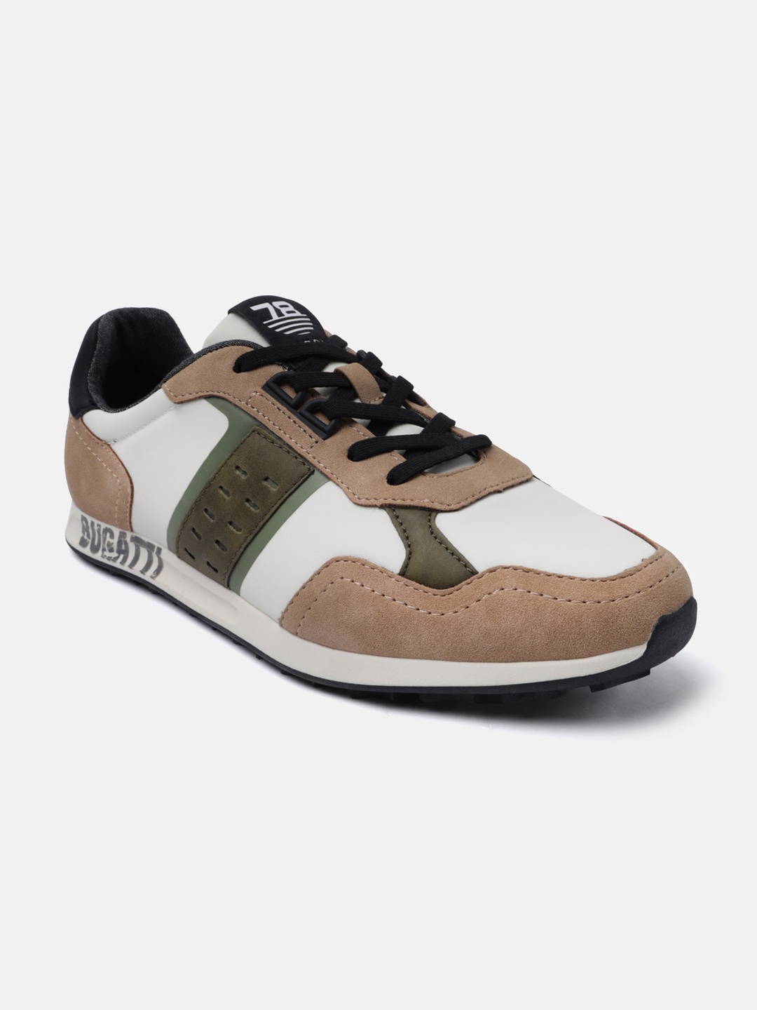

Bugatti Ross Men Colourblocked Round Toe Textile Sneakers, Beige