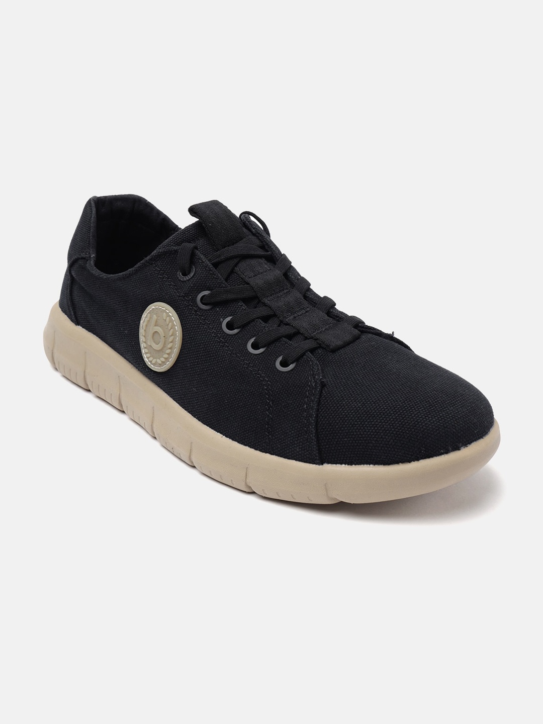 

Bugatti Romer Men Textured Mid Top Lace Up Sneakers, Black