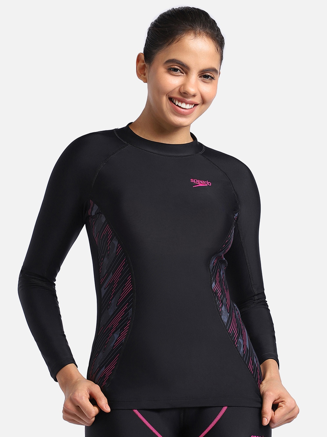 

Speedo Printed Relaxed Fit Swim Top, Black