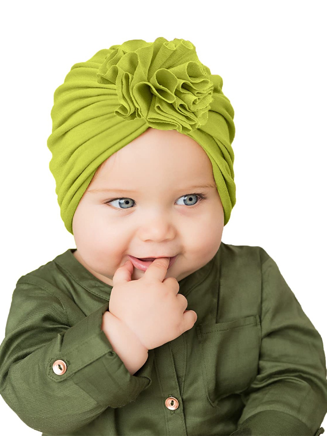 

SYGA Kids Cotton Turban Warp Beanie Cap, Green