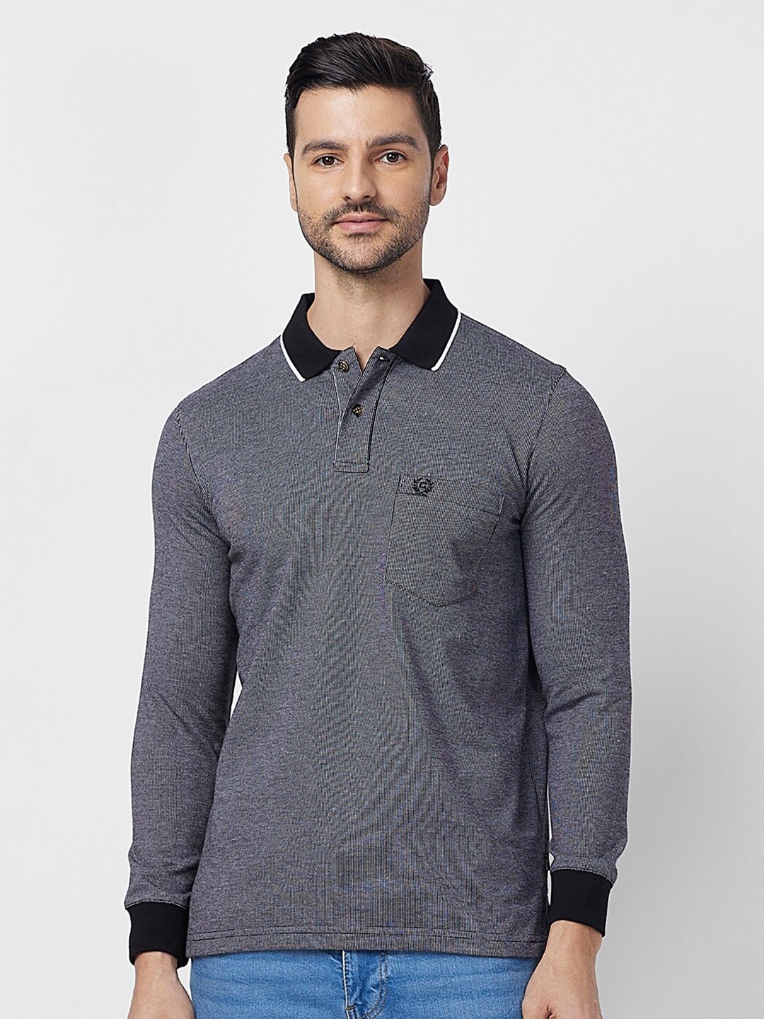 

CELSIUS Polo Collar Long Sleeves T-shirt, Grey