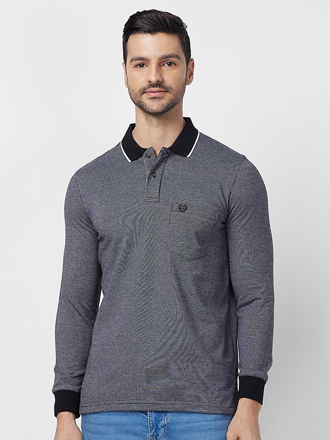 

CELSIUS Polo Collar Long Sleeves T-shirt, Grey