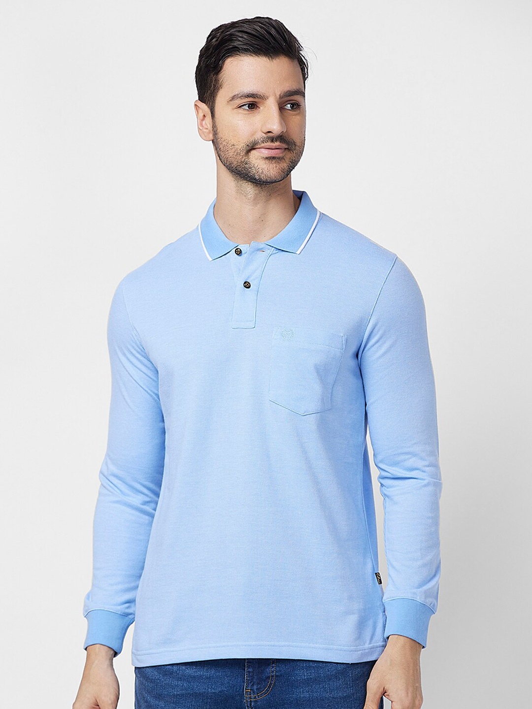 

CELSIUS Polo Collar Long Sleeves T-shirt, Blue